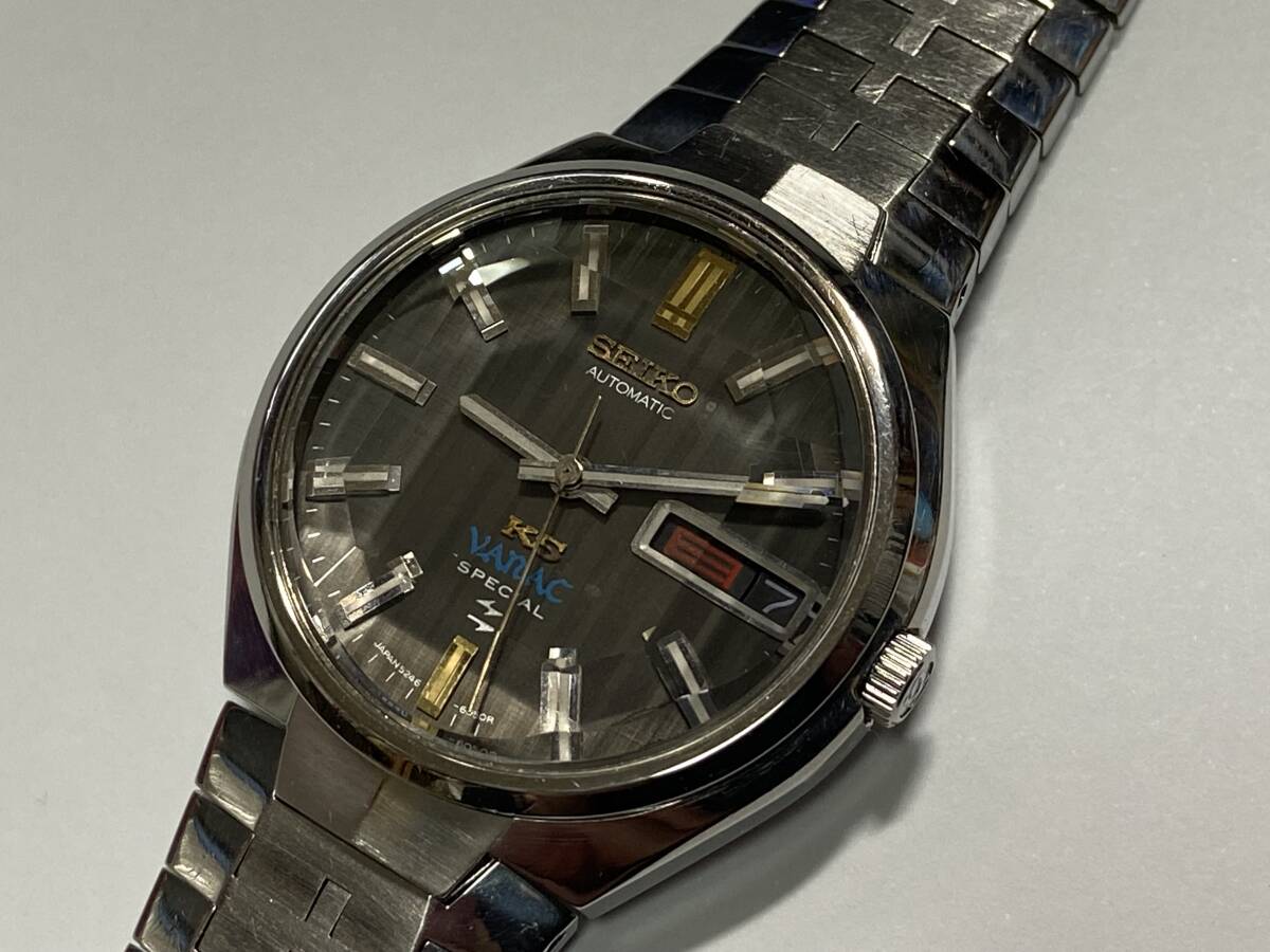 分解掃除済 純正 SEIKO KS キングセイコー VANAC バナック スペシャル ５２４６－６０４０ グレー グラデーション カットガラスの画像1