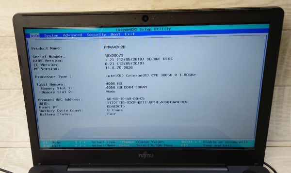 【BIOS起動確認済み】 富士通 FUJITSU　FMVA42C2B　AH42/C2　Celeron 3865U　メモリ 8GB HDD 1TB　ノートPC パソコン　G240309941_画像2