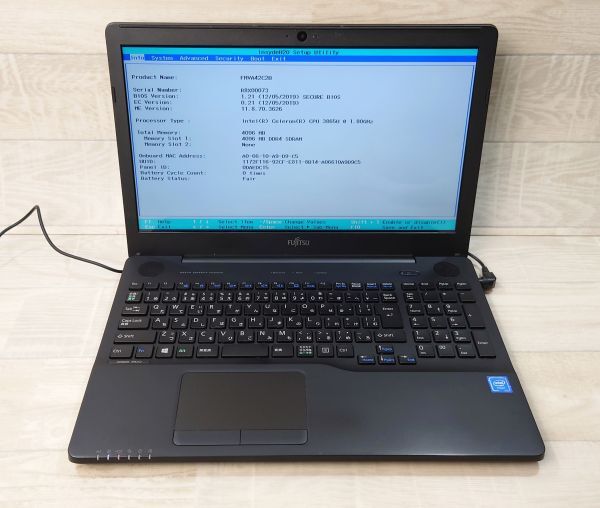 【BIOS起動確認済み】 富士通 FUJITSU　FMVA42C2B　AH42/C2　Celeron 3865U　メモリ 8GB HDD 1TB　ノートPC パソコン　G240309941_画像1