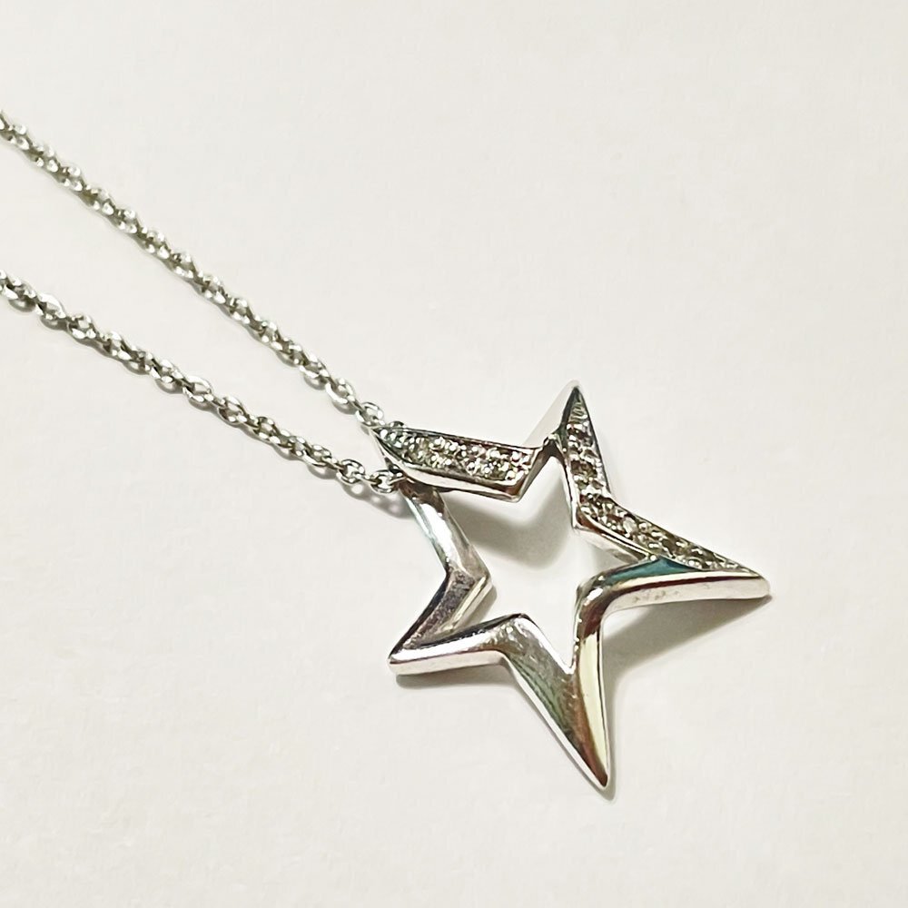 Звезда StarJewelry STAR Ювелирные изделия K18WG Diamond 0,02CT Ожерелье белого золота