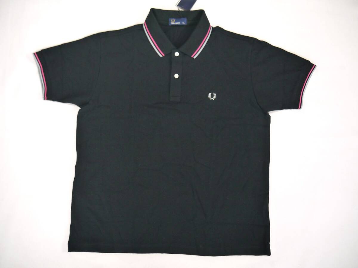 未使用 フレッドペリー Fred Perry ラインポロシャツ 半袖 ブラック(XXL) メンズ 鹿の子 FREDPERRY_画像1