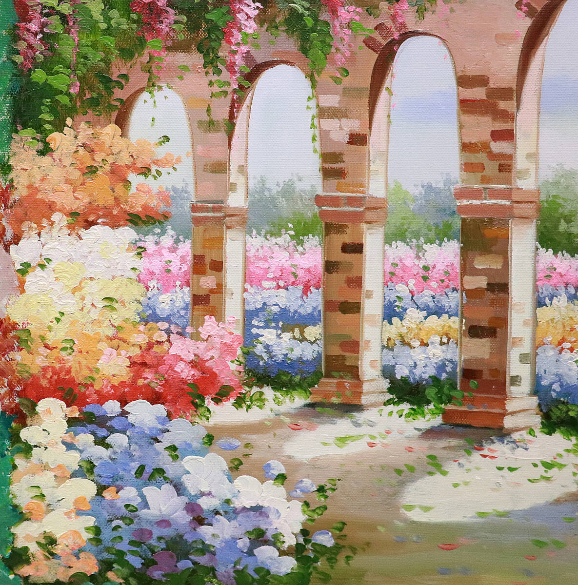 ルノワールやモネを彷彿とさせるゴージャス最高傑作 作者不詳１０号花園の理想郷 印象派を思わせる優雅な画風がまるで夢のような雰囲気をの画像4
