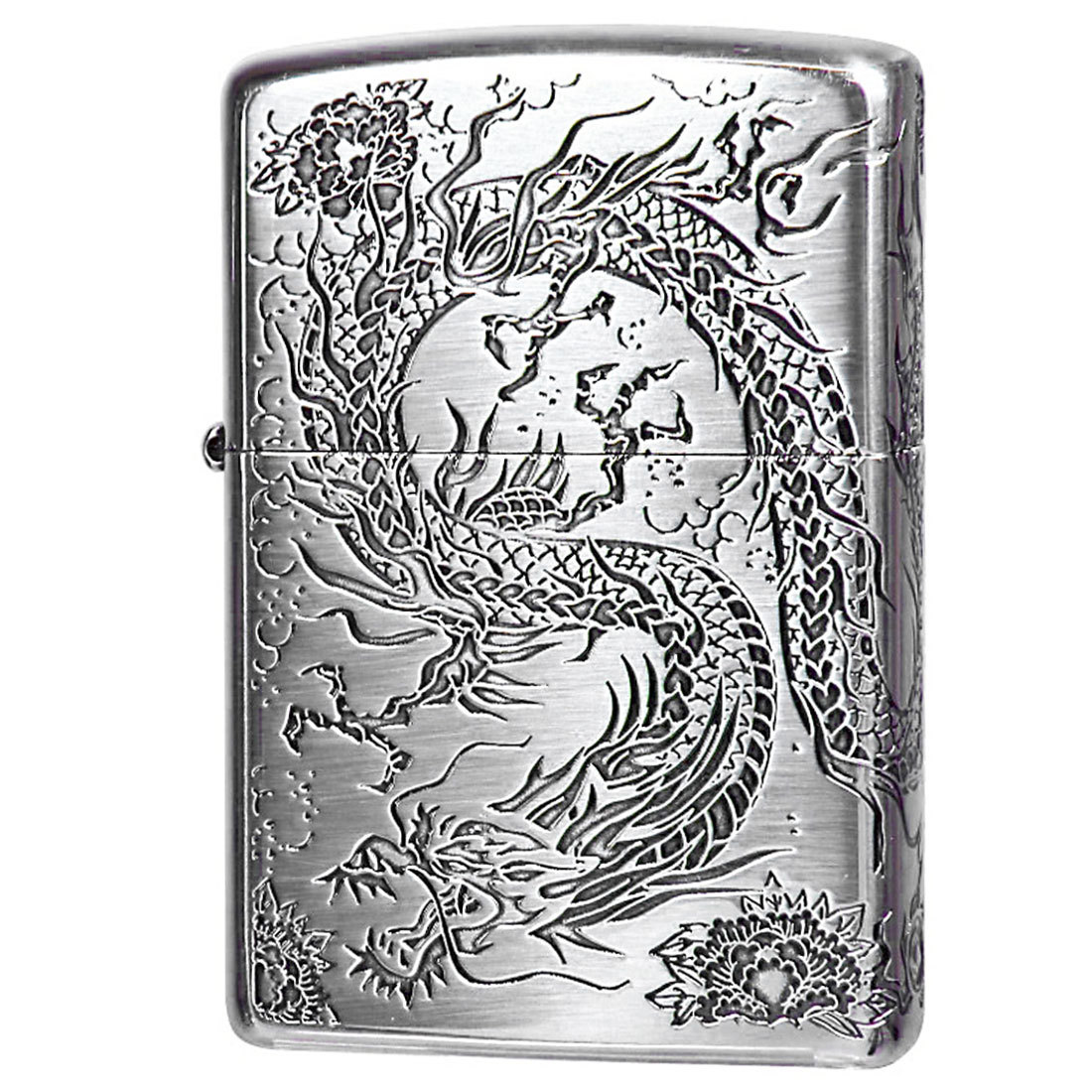 ZIPPO/2面龍 銀イブシ　2面連続エッチング　シルバーいぶし　竜　ドラゴン 2MENRYU-SV　送料無料　【ネコポス可】_ZIPPO/2面龍 銀イブシ　2面連続エッチング