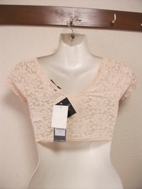 assk6-17☆TOPSHOP PETITE　新品　タグ付未使用品　総レースカットソー　丈短め　トップス　ピンク　サイズ32_画像3