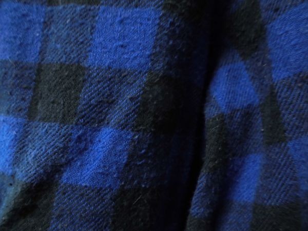 assk6-297☆長袖チェックシャツ　トップス　前開き　カジュアル　ブルー×ブラック　Mサイズ　バスト79-87　身長154-162　綿100%_毛羽立ちあります。