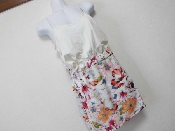 assk6-1384* ##snidel/ Snidel ## floral print do King One-piece switch . One-piece Cami dress eggshell white × pink series F size 