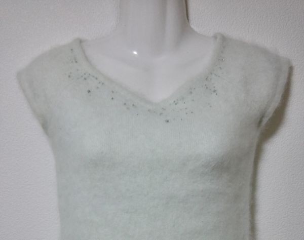 jjyk4-1018 ef-de ef-de knitted sweater tops short sleeves light green beads Stone Anne gola.9