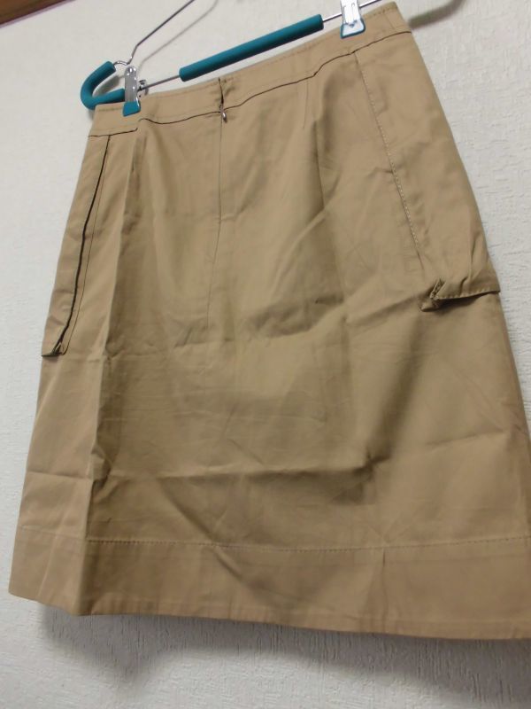 assk6-656*SHIPS/ Ships knee height skirt bottoms after fastener beige plain S size cotton 100% made in Japan 