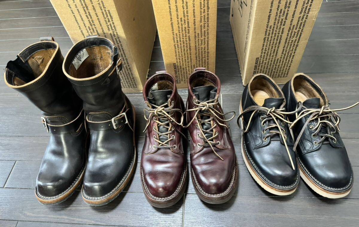 VIBERG BOOT ヴァイバーグ UK7・3足セット 83エンジニアブーツ黒 36ボブキャットワークブーツ赤 145オックス黒 箱付き ヴァイバー ビバーグ_画像1