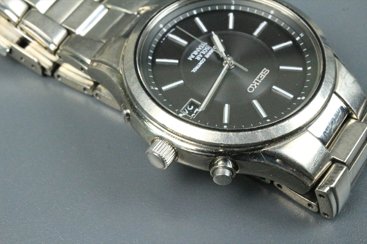 セイコー SEIKO 電波ソーラー 7B42-0AN0 チタン デイト メンズ 腕時計 動作品 箱付 3725kcz_画像9