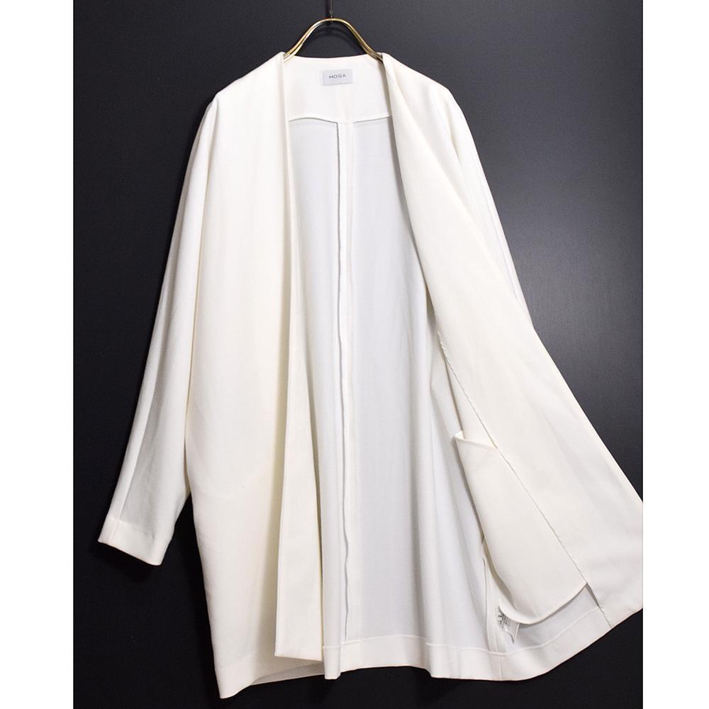 現行タグ 近年デザイン モガ MOGA ポリレーヨン ドルマンスリーブ コート ジャケット 羽織り 白 2/M ホワイト ゆったりシルエット_画像3