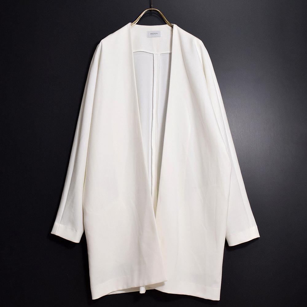 現行タグ 近年デザイン モガ MOGA ポリレーヨン ドルマンスリーブ コート ジャケット 羽織り 白 2/M ホワイト ゆったりシルエット_画像1