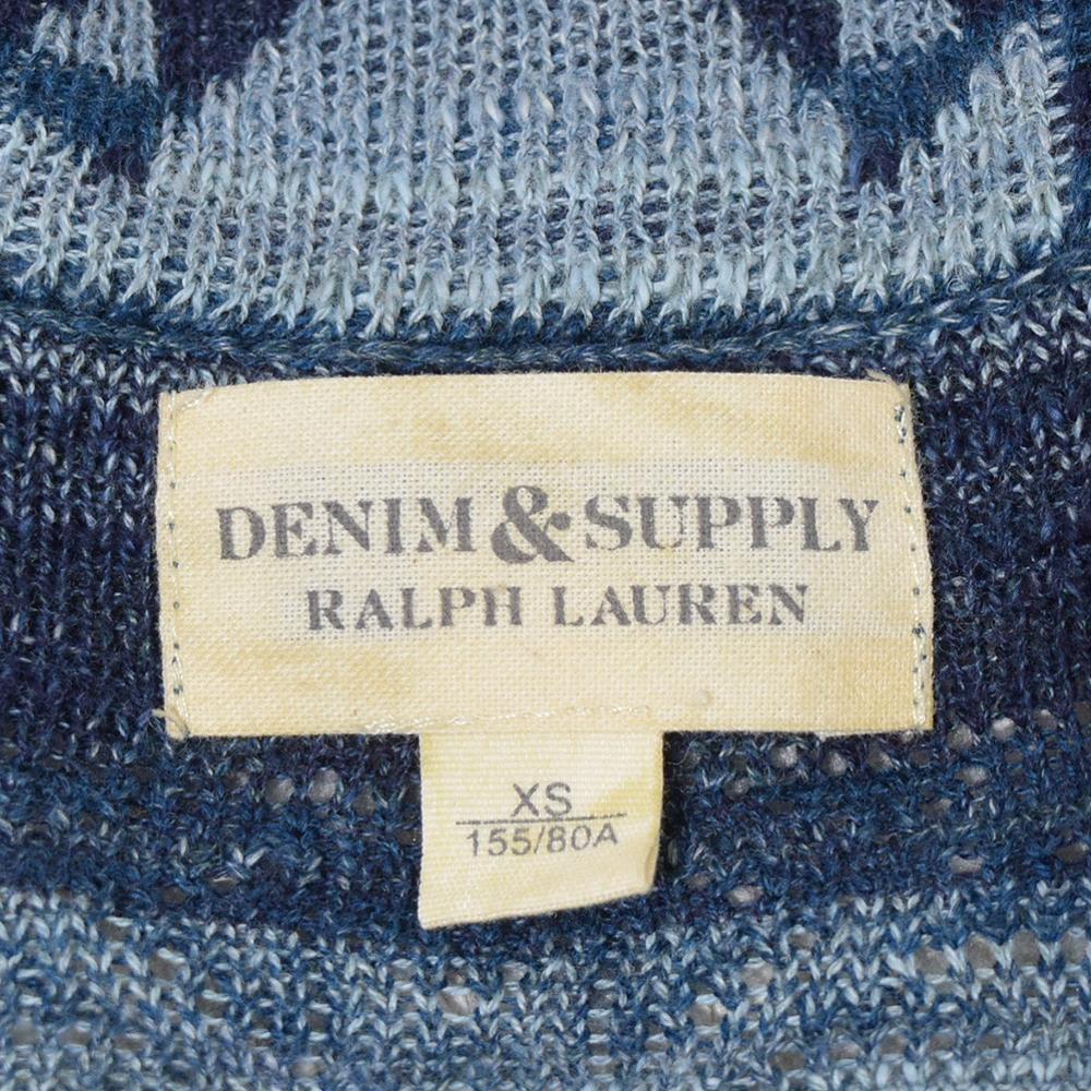 廃盤 ラルフローレン DENIM&SUPPLY オルテガ ネイティブ柄 コットンニット ショールカラー カーディガン XS インディゴカラー_画像9