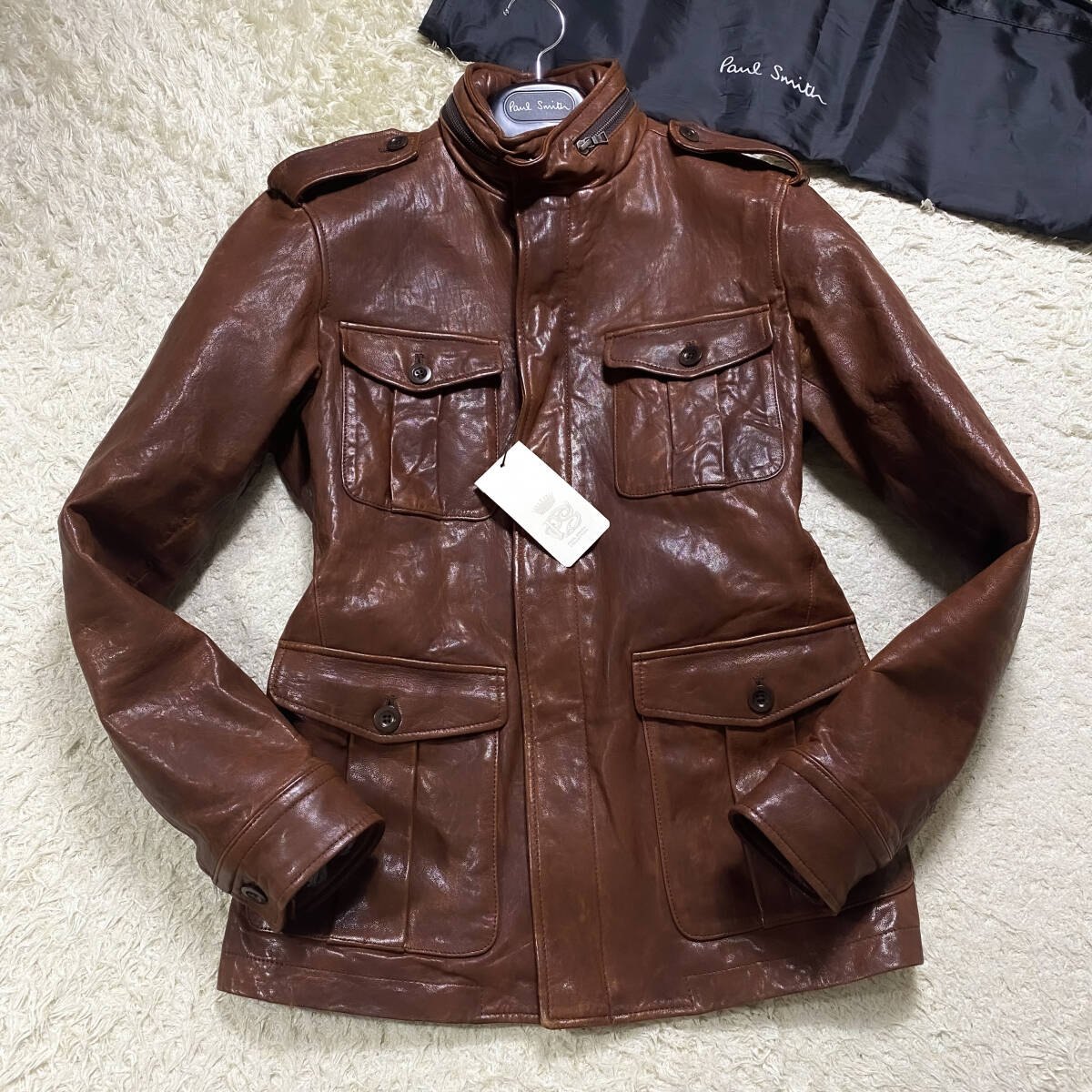  top class sheep leather PaulSmith LondonM-65 military napa leather jacket XL.LL~L black Brown black tea ram leather Single Rider's Paul Smith 