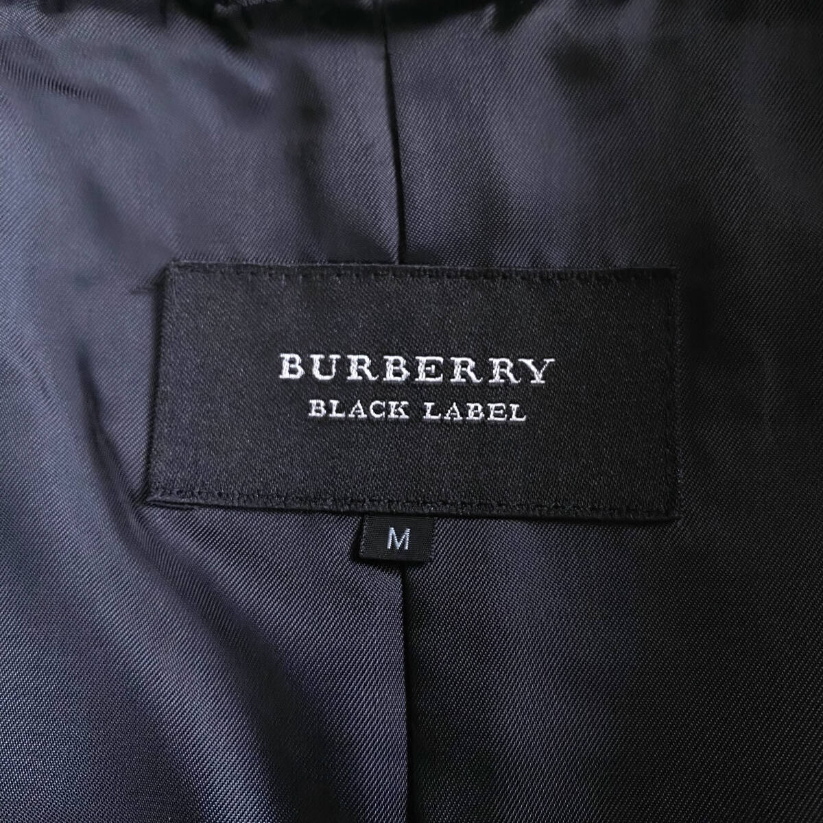 絶版極美品BURBERRY BLACKLABELナポレオンコートL~M黒ノバチェック柄刻印釦マリンPトレンチコート大きいブラレバーバリーブラックレーベル_画像9