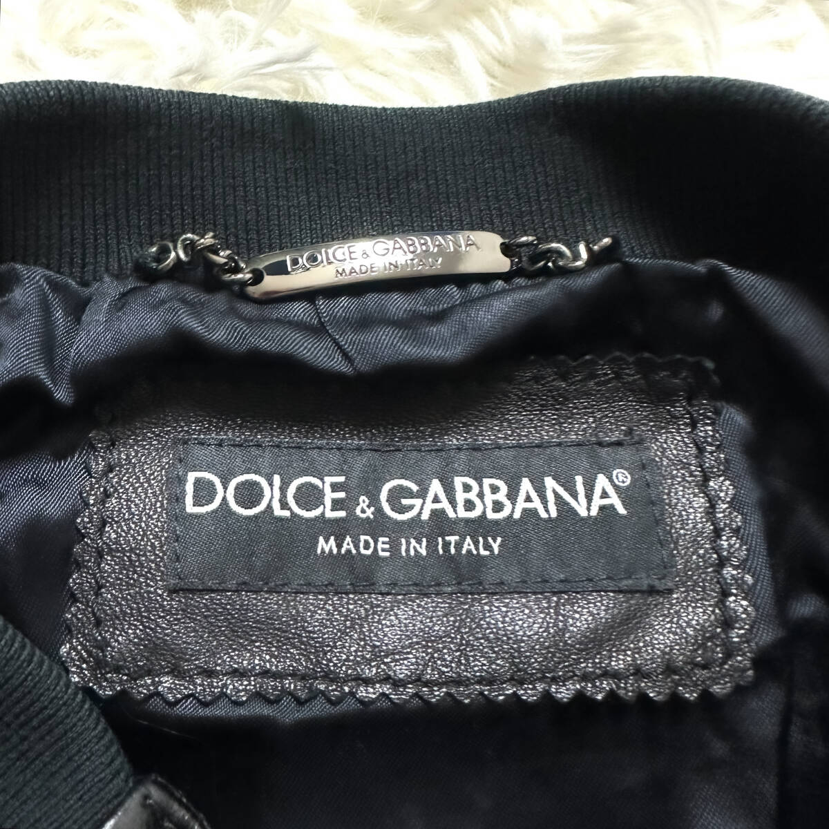 極美品仔羊革DOLCE&GABBANAベイビーラムレザージャケットシングルライダースMブラック黒ナッパレザー46大きドルガバ ドルチェ&ガッバーナ_画像9