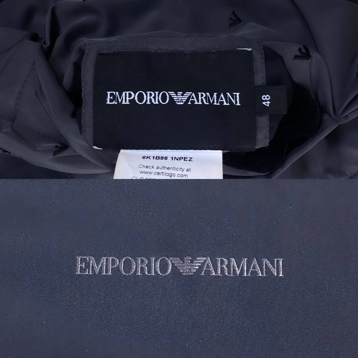 極美品EMPORIO ARMANIリバーシブルフライトジャケットXL.LL～L黒ブラック48スタジアムジャンパーライダースEAイーグルエンポリオアルマーニ_画像9