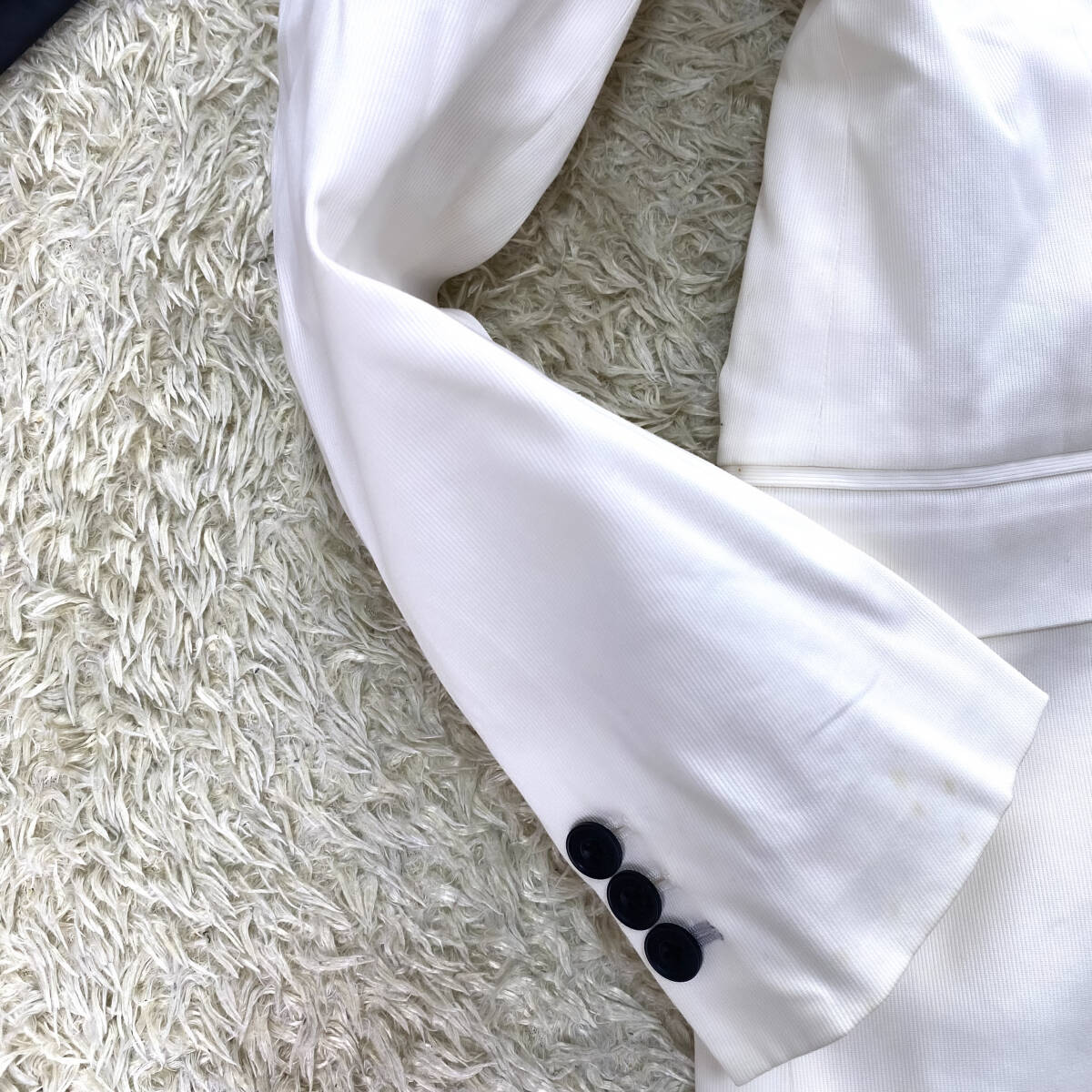 絶版美品BURBERRY BLACKLABELテーラードジャケットL~Mピュアホワイト白刻印釦ノバチェック柄大きいサイズブラレバーバリーブラックレーベル_画像4
