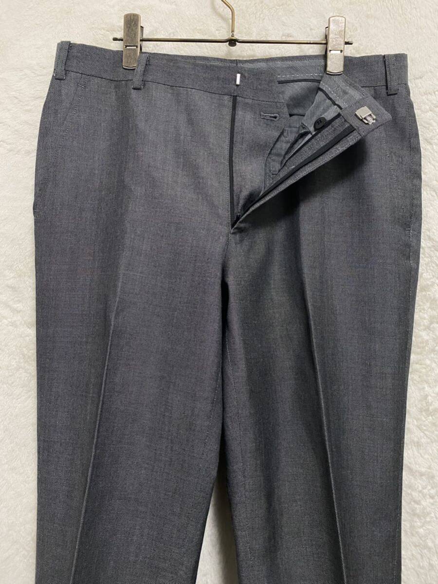 【美品】春夏物 ダックス DAKS London メンズ ウール+綿+麻 パンツ スラックス 85cm LL グレー_画像5