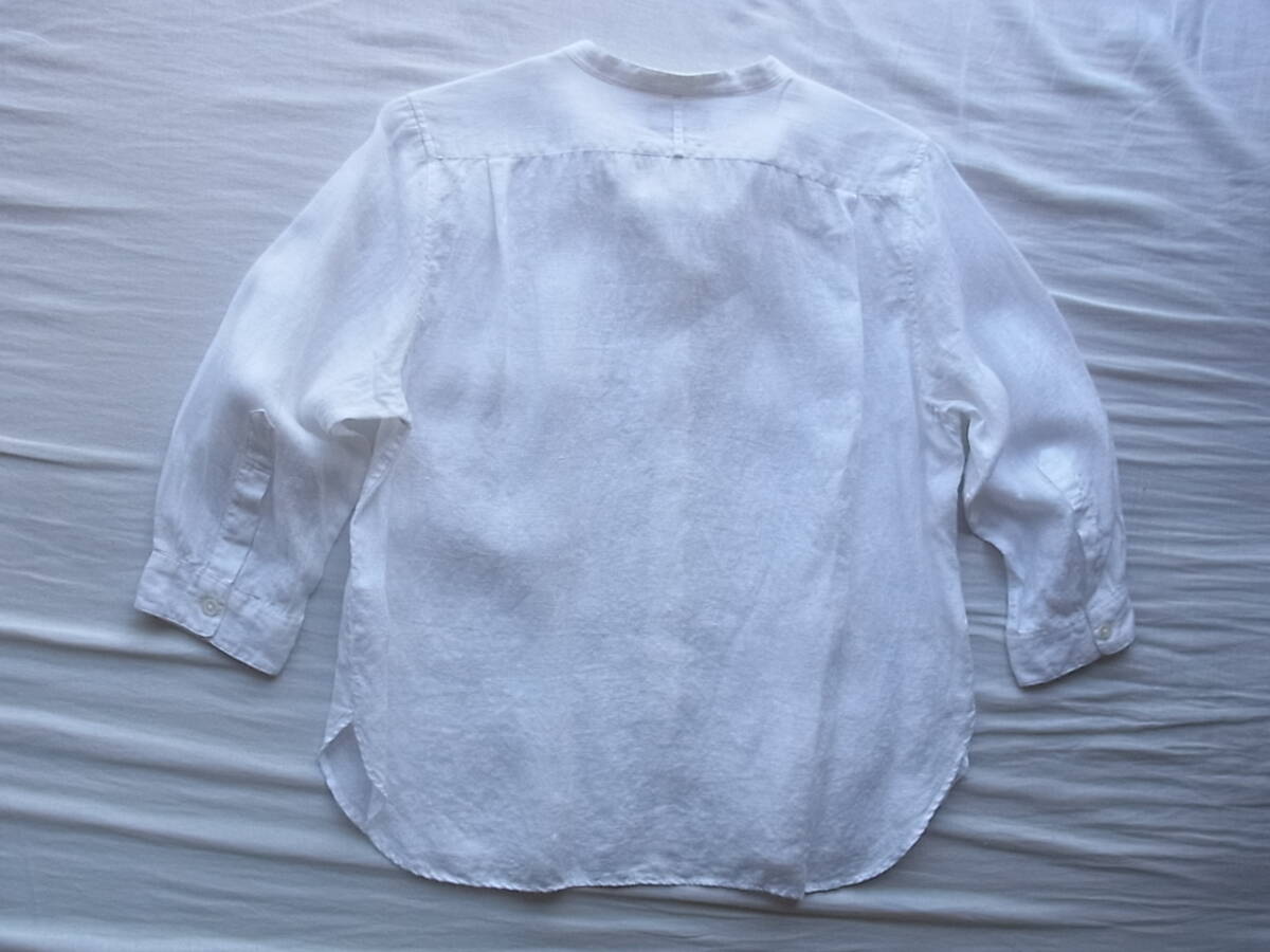 MARGARET HOWELL マーガレットハウエル　リネン100% 七分袖　バンドカラーシャツ　サイズ Ⅰ 日本製　ホワイト_画像4