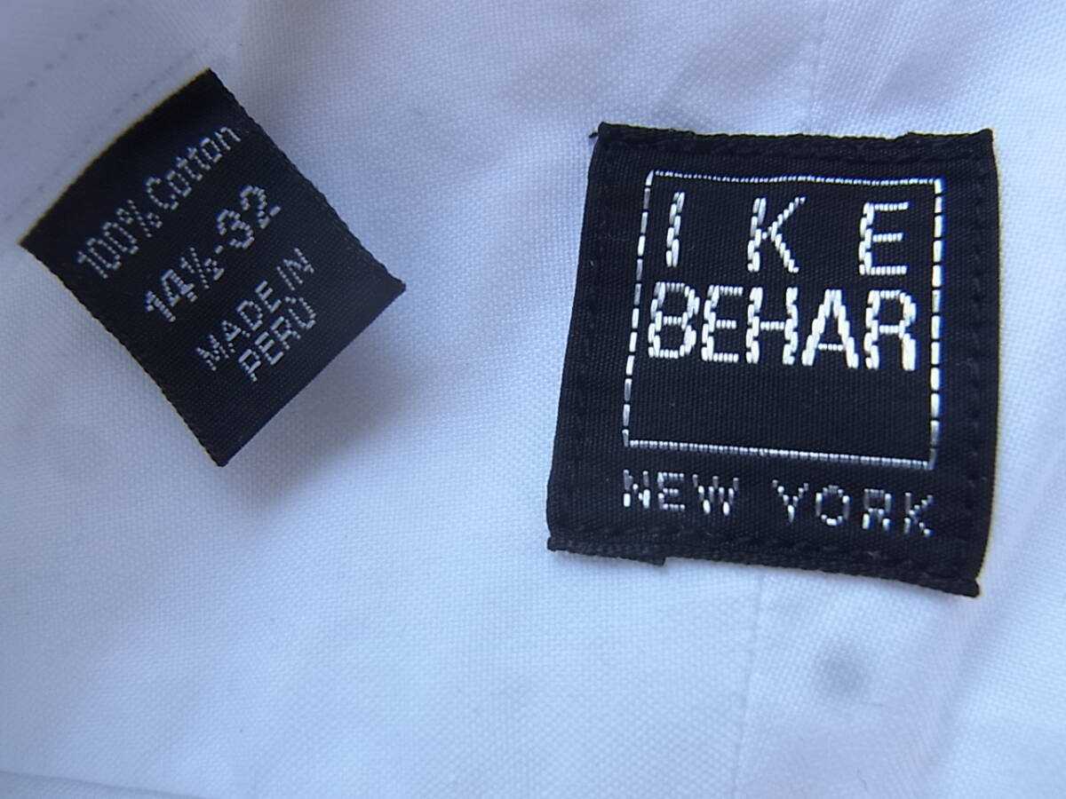 I K E BEHAR アイクベーハー　コットンオックス素材　ボタンダウンシャツ　サイズ 14 1/2 - 32 ホワイト　ペルー製_画像5