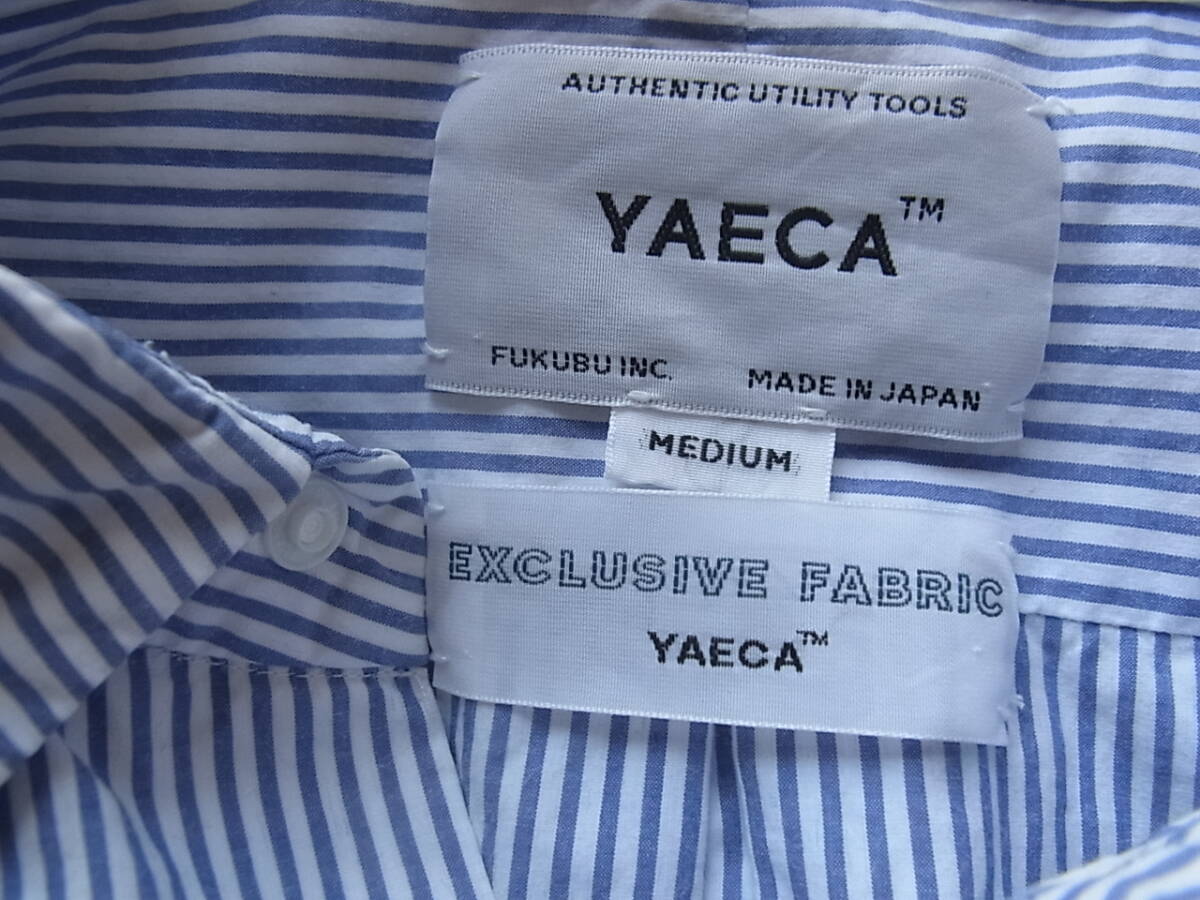 YAECA ヤエカ　ストライプ柄　コンフォートシャツ　サイズ MEDIUM 日本製　ホワイト×ブルーのストライプ柄_画像5
