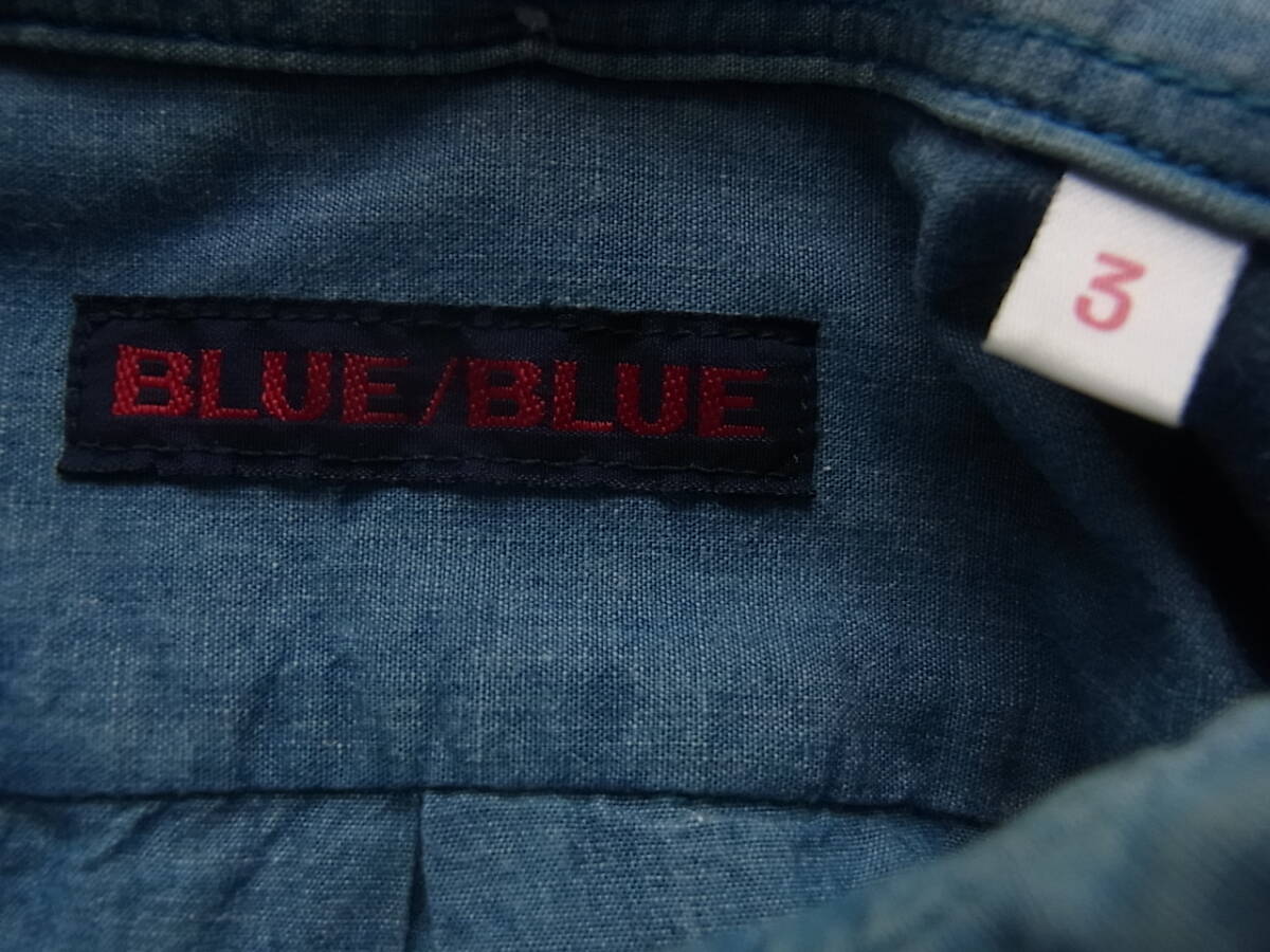 HOLLYWOOD RANCH MARKET BLUE BLUE Hollywood Ranch Market b lube Roo indigo car n blur - material button down shirt made in Japan 