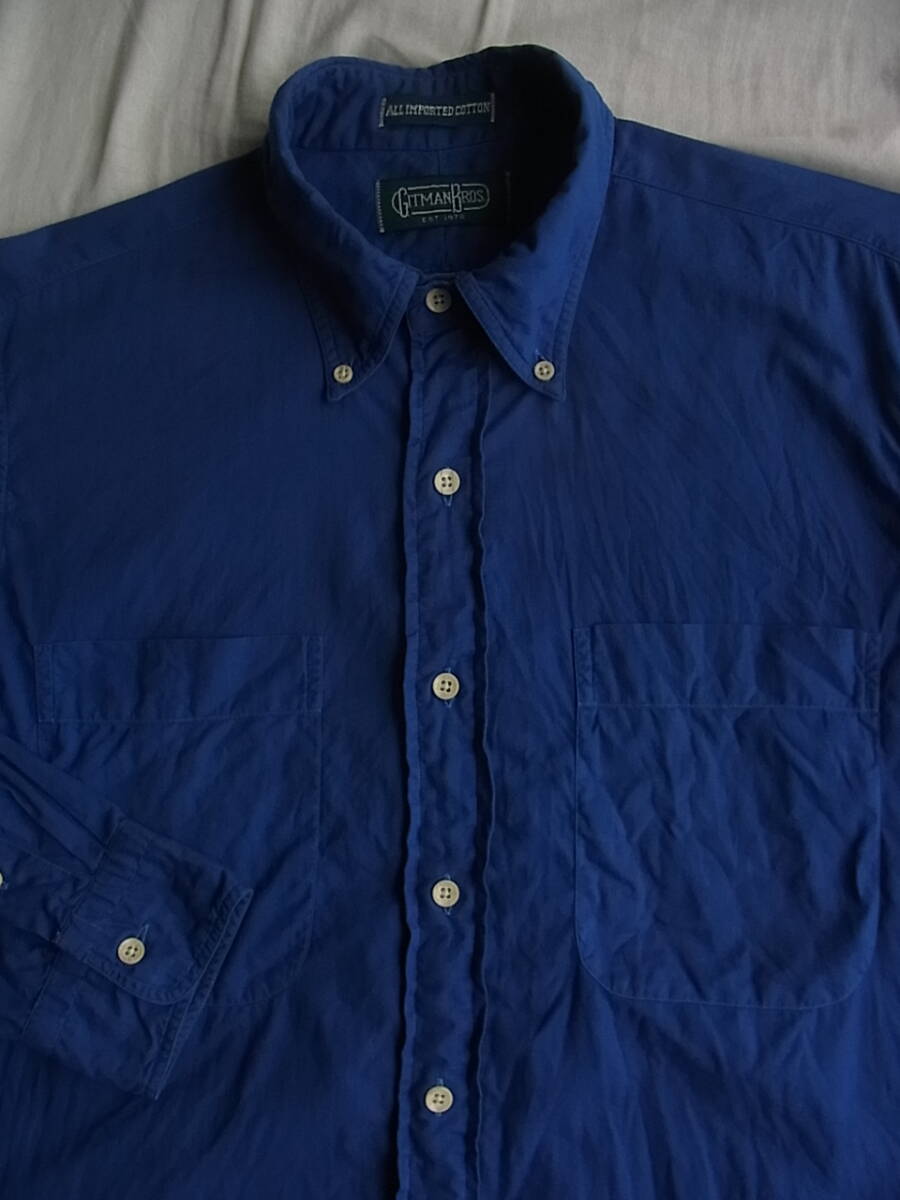 GITMAN BROS ギッドマン ブラザーズ コットンブロード素材 製品染め ボタンダウンシャツ サイズ 16/33 MADE IN USA ブルーの画像2