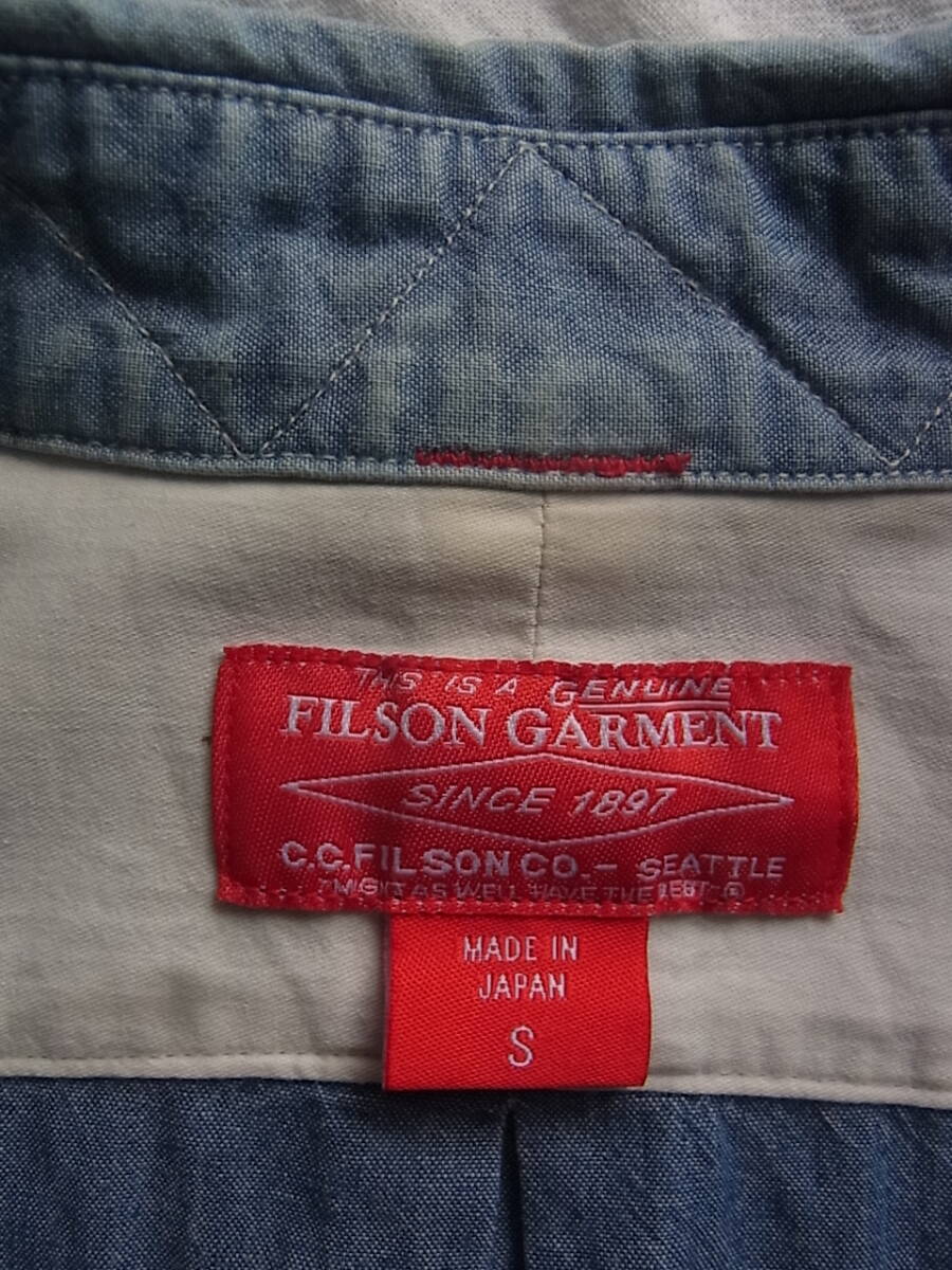 FILSON フィルソン　インディゴシャンブレー素材　エルボーパッチ付き　ボタンダウンシャツ　サイズ S 日本製_画像5