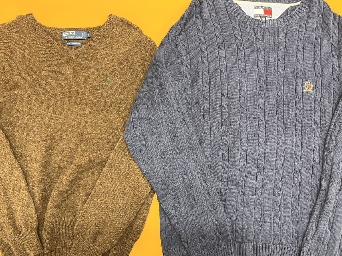 USA б/у одежда . Tommy Ralph Lauren вязаный свитер 17 шт. комплект продажа комплектом 1 иен старт много . продажа America б/у одежда длинный рукав one отметка 