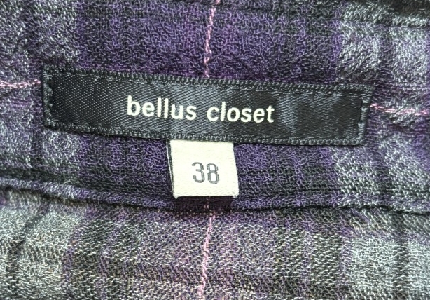 bellus closet (ベルスクローゼット) レディース チェックシャツ 長袖 ウールブレンド タータンチェック パープル 38号_画像4