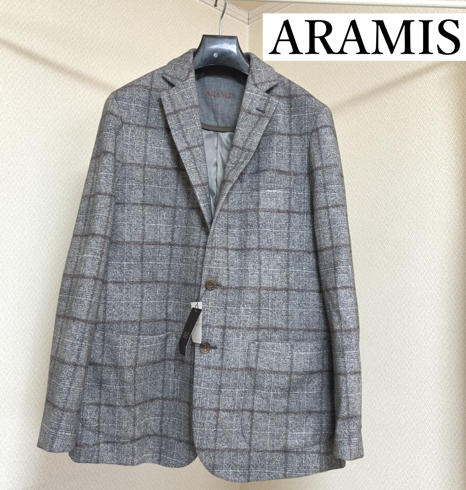 タグ付き　ARAMIS アラミス　メンズ　シングルジャケット　グレー　チェック　Ｌ