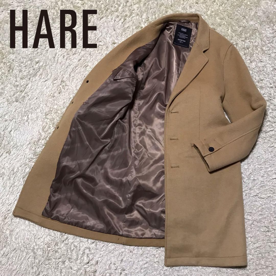 【人気定番デザイン】ハレ　ウール混ステンカラーコート　あったか素材　　L782
