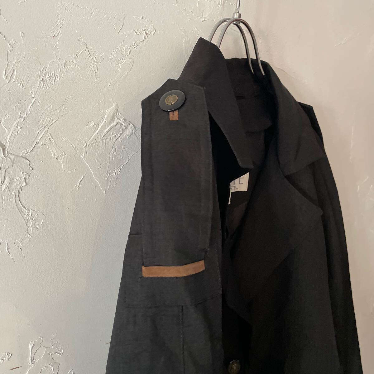  Vintage la gran пальто с отложным воротником 4 Vintage тренчкот черный чёрный б/у одежда одноцветный женский мужской длинное пальто полиэстер 
