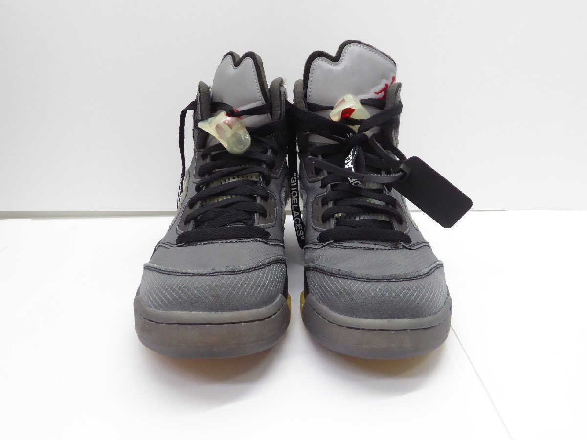 NIKE × OFF-WITHE AIR JORDAN 5 RETRO SP BLACK MUSLIN-FIRE RED CT8480-001 size27.0cm 靴 スニーカー △WT2813_画像2