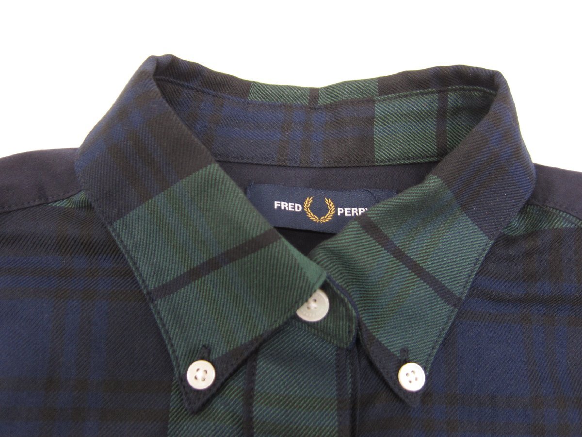 FRED PERRY Fred Perry BRUSHED TARTAN SHIRTDRESS F8647 size :8 lady's clothes *UF4141