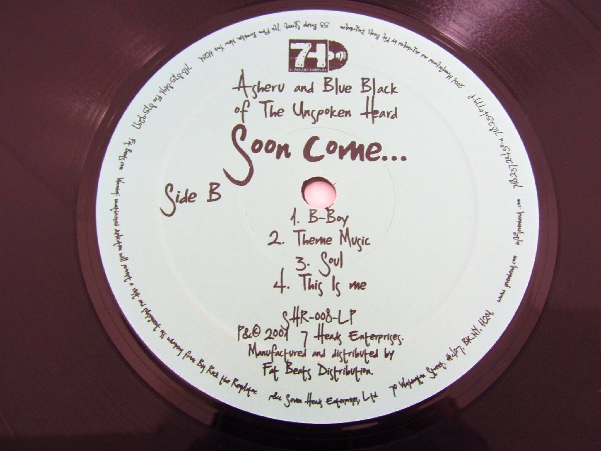 LP レコード ASHERU AND BLUE BLACK / Soon Come... (SHR-008) ●A9225_画像7