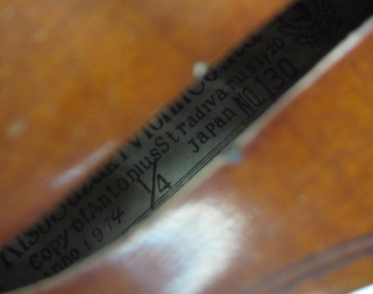 KISO SUZUKI No.130 1/4 スズキ バイオリン ハードケース付属 ※ジャンク品 #U2237の画像6
