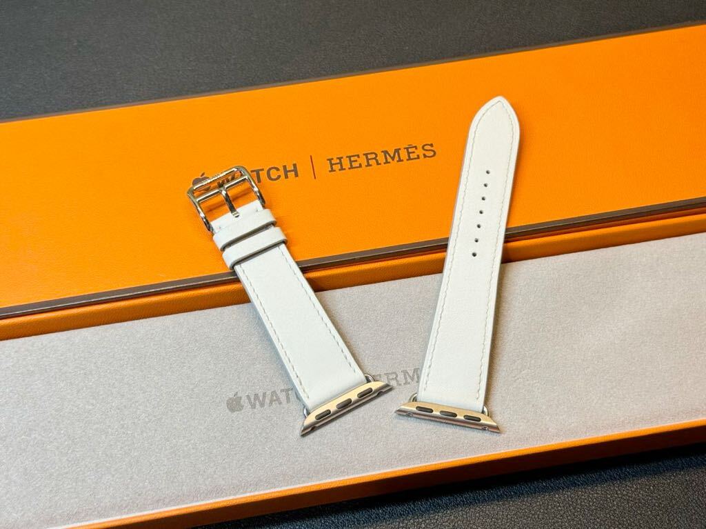 ☆即決 美品 Apple Watch Hermes 41mm 40mm 白 シンプルトゥール レザーストラップ アップルウォッチ レザー エルメス ホワイト 484_画像1