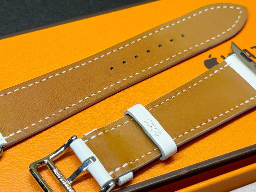 ☆即決 美品 Apple Watch Hermes 41mm 40mm 白 シンプルトゥール レザーストラップ アップルウォッチ レザー エルメス ホワイト 473の画像10