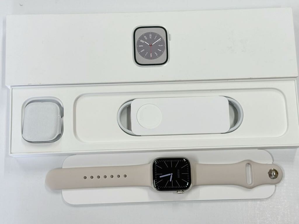 ☆即決 バッテリー98% 美品 Series8 Apple Watch 41mm シルバーステンレス アップルウォッチ GPS+Cellularモデル シリーズ8 514の画像2