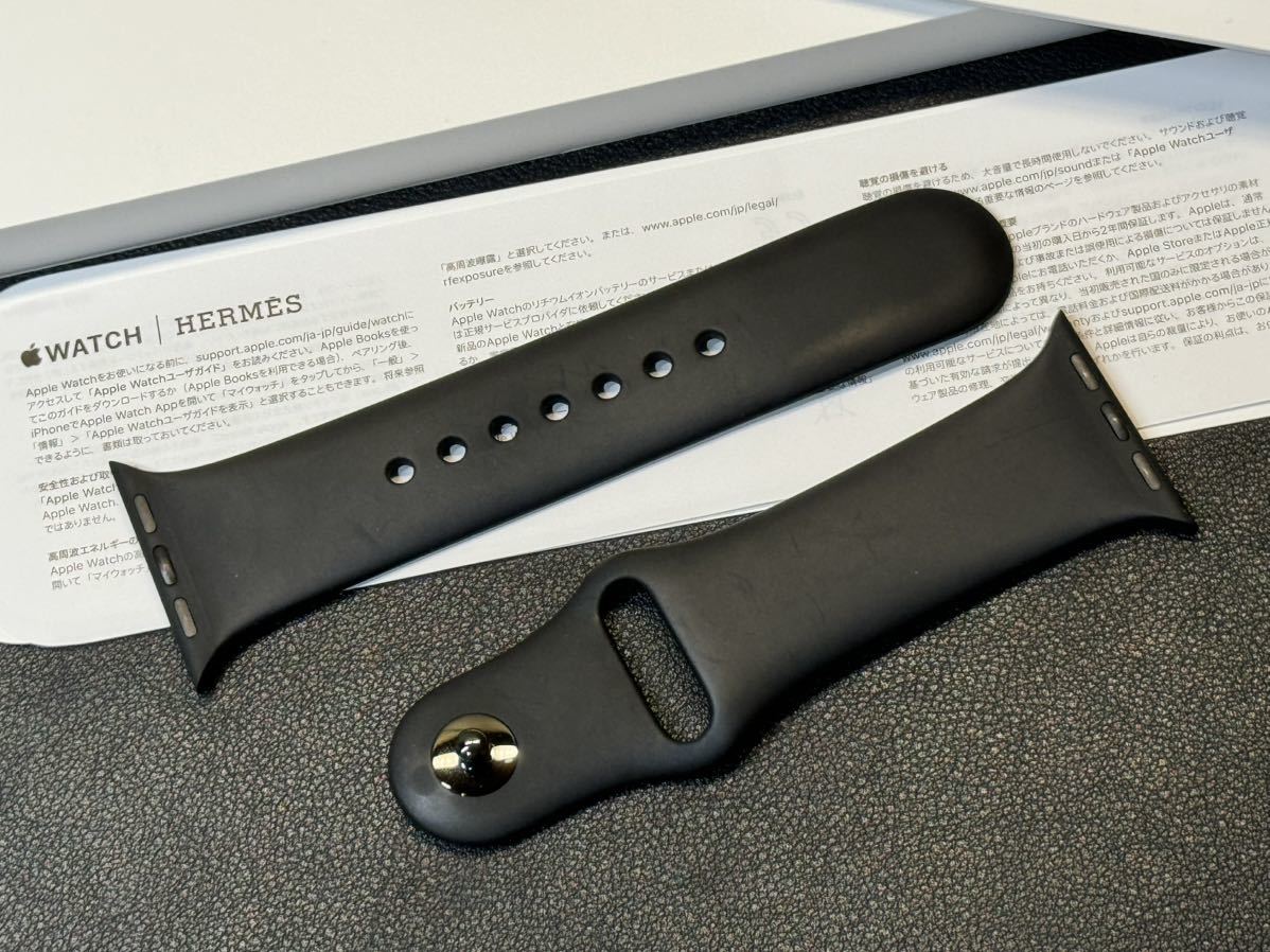 ☆即決 Apple Watch HERMES 黒 エルメス 限定 ブラックスポーツバンド 41mm 40mm 38mm 正規品 純正 アップルウォッチ 希少 478_画像3