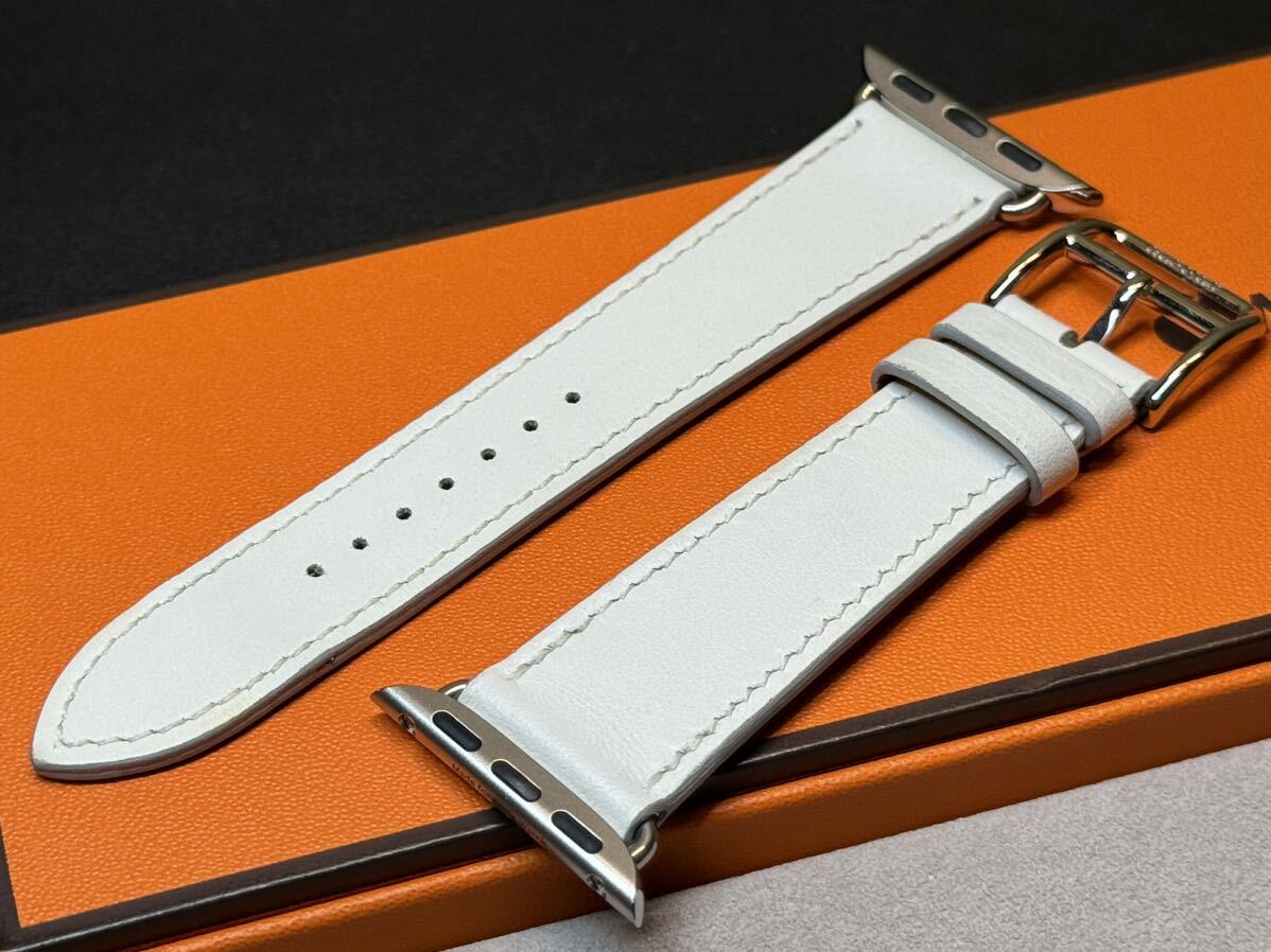 ☆即決 美品 Apple Watch Hermes 41mm 40mm 白 シンプルトゥール レザーストラップ アップルウォッチ レザー エルメス ホワイト 473の画像7