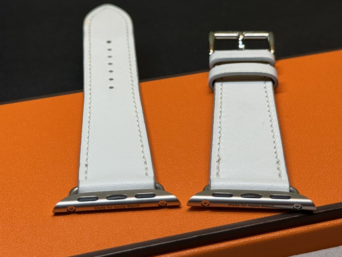 ☆即決 美品 Apple Watch Hermes 41mm 40mm 白 シンプルトゥール レザーストラップ アップルウォッチ レザー エルメス ホワイト 473の画像8