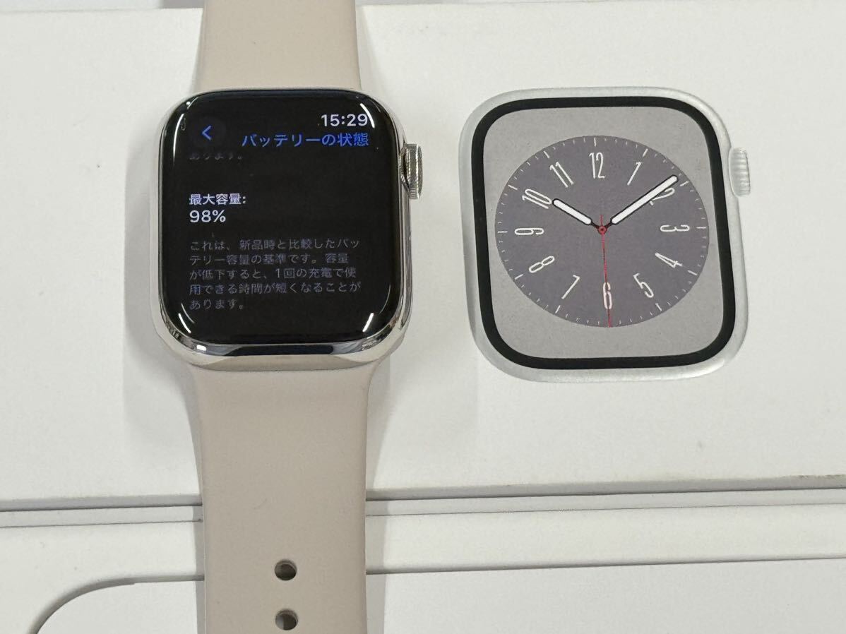 ☆即決 バッテリー98% 美品 Series8 Apple Watch 41mm シルバーステンレス アップルウォッチ GPS+Cellularモデル シリーズ8 514の画像8