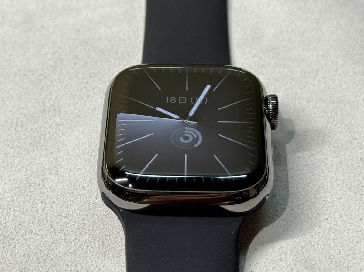☆即決 バッテリー100% 美品 Series8 Apple Watch 41mm グラファイトステンレス アップルウォッチ GPS+Cellularモデル シリーズ8 548の画像3