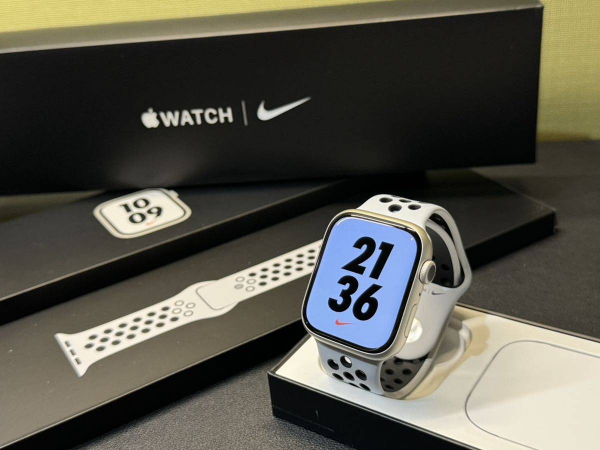☆即決 美品 ケア+ Apple Watch series7 Nike 45mm スターライトアルミニウム アップルウォッチ GPSモデル シリーズ7 467_画像1