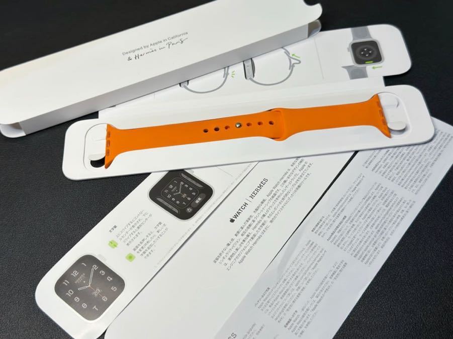 ☆即決 Apple Watch HERMES 限定 オレンジ スポーツバンド 45mm 44mm 純正 アップルウォッチ エルメス ラバーバンド 406_画像1