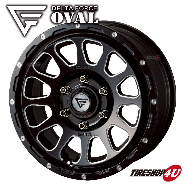 デルタフォース オーバル 4本セット DELTA FORCE OVAL 17x8.0J 6/139.7 +20 ブラックマシニング プラド HILUX FJ 送料無料_画像1