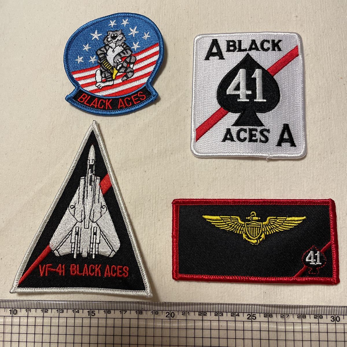 4枚セット VF-41 Black Aces F-14 TOMCAT ワッペン パッチ U.S.NAVY A-2/N-2B/N-3Bにどうぞ_画像1